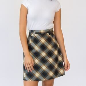 Vintage 1970s Summit of Boston Plaid Prep School Mini Skirt XS